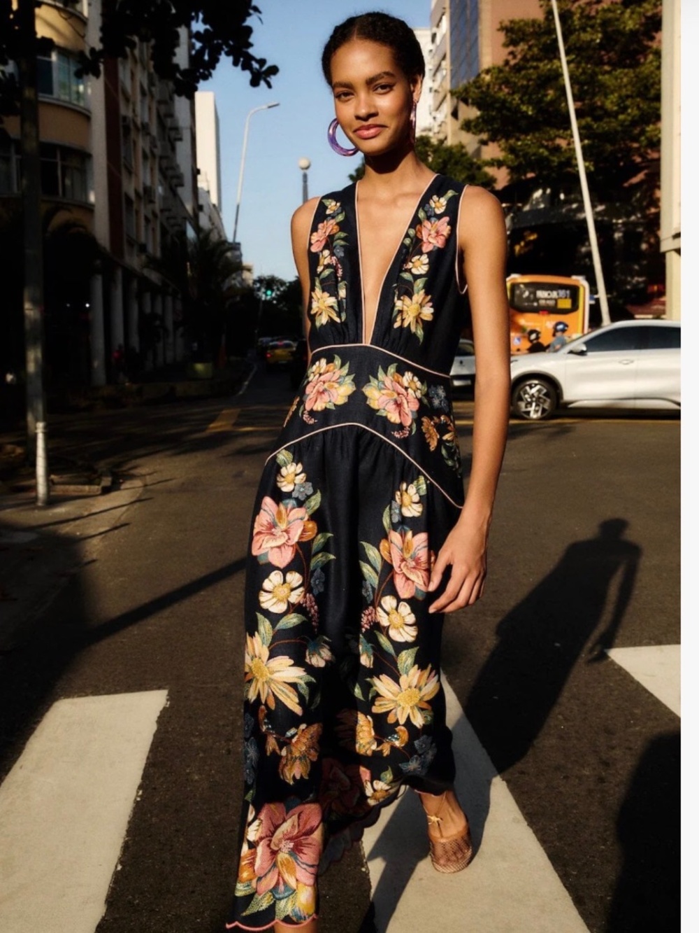 Farm Rio Blue Floral Midi